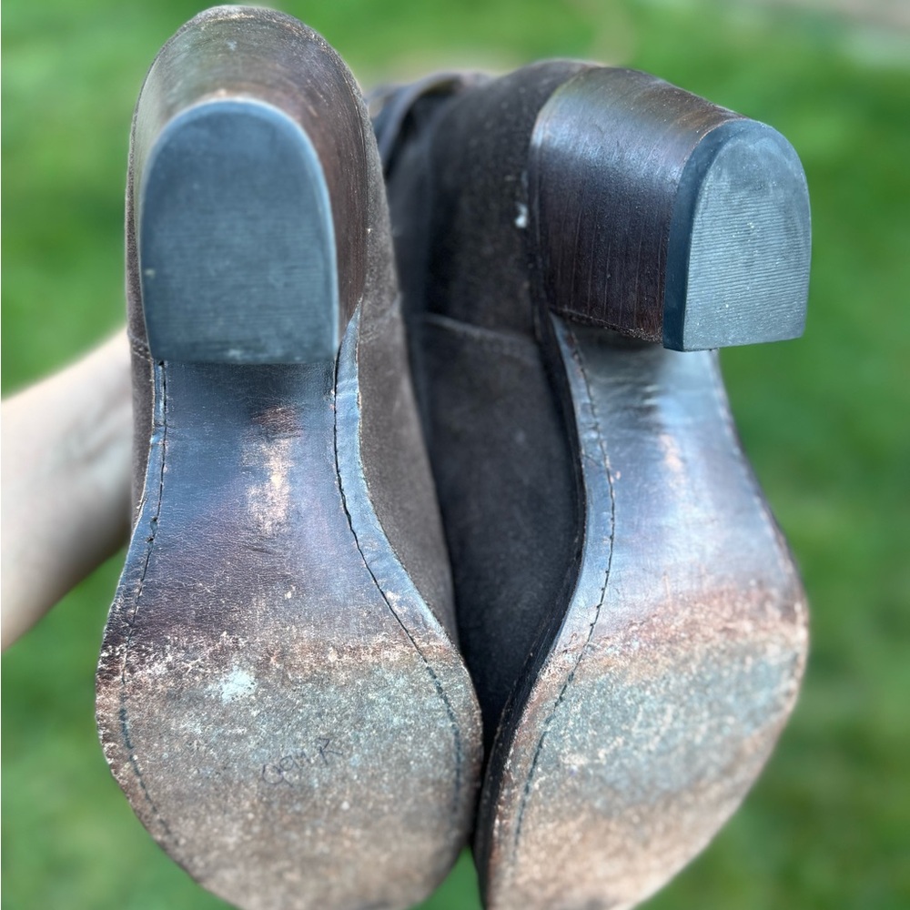 Suede Ankle Booties in Brown - Picture 7 of 16